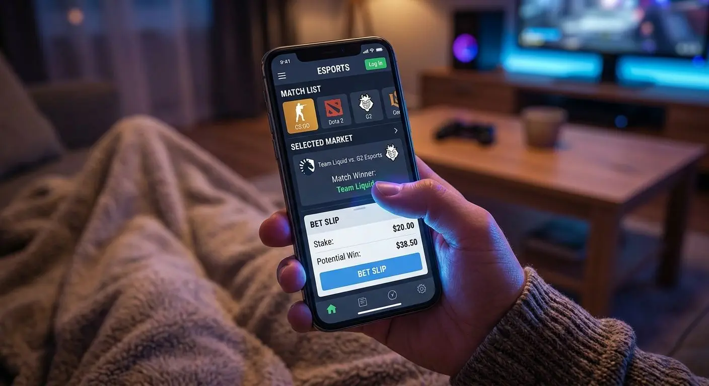 Usuario haciendo una apuesta de eSports desde su celular