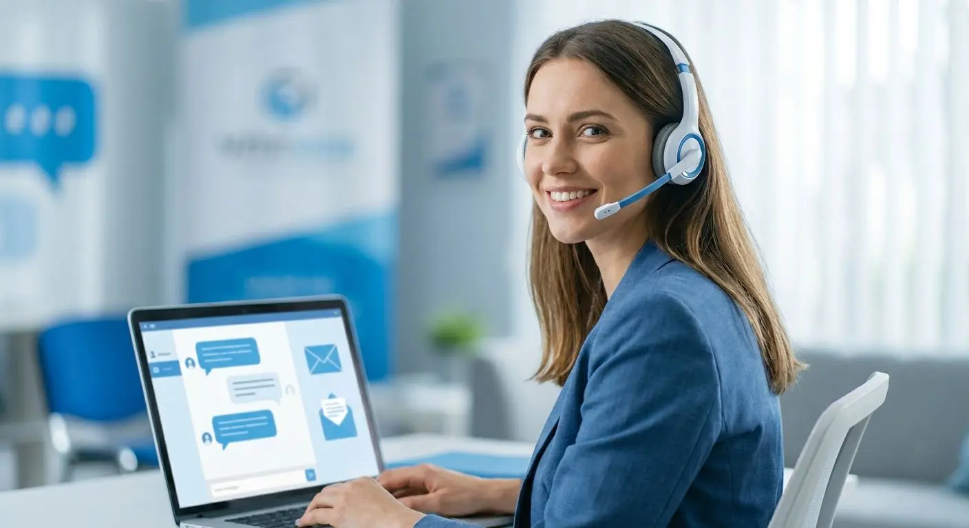 Agente de soporte atendiendo consultas de usuarios por chat y correo