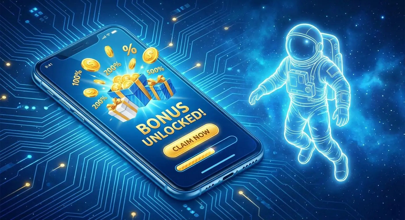 Celular mostrando sección de bonos de casino con íconos de regalo