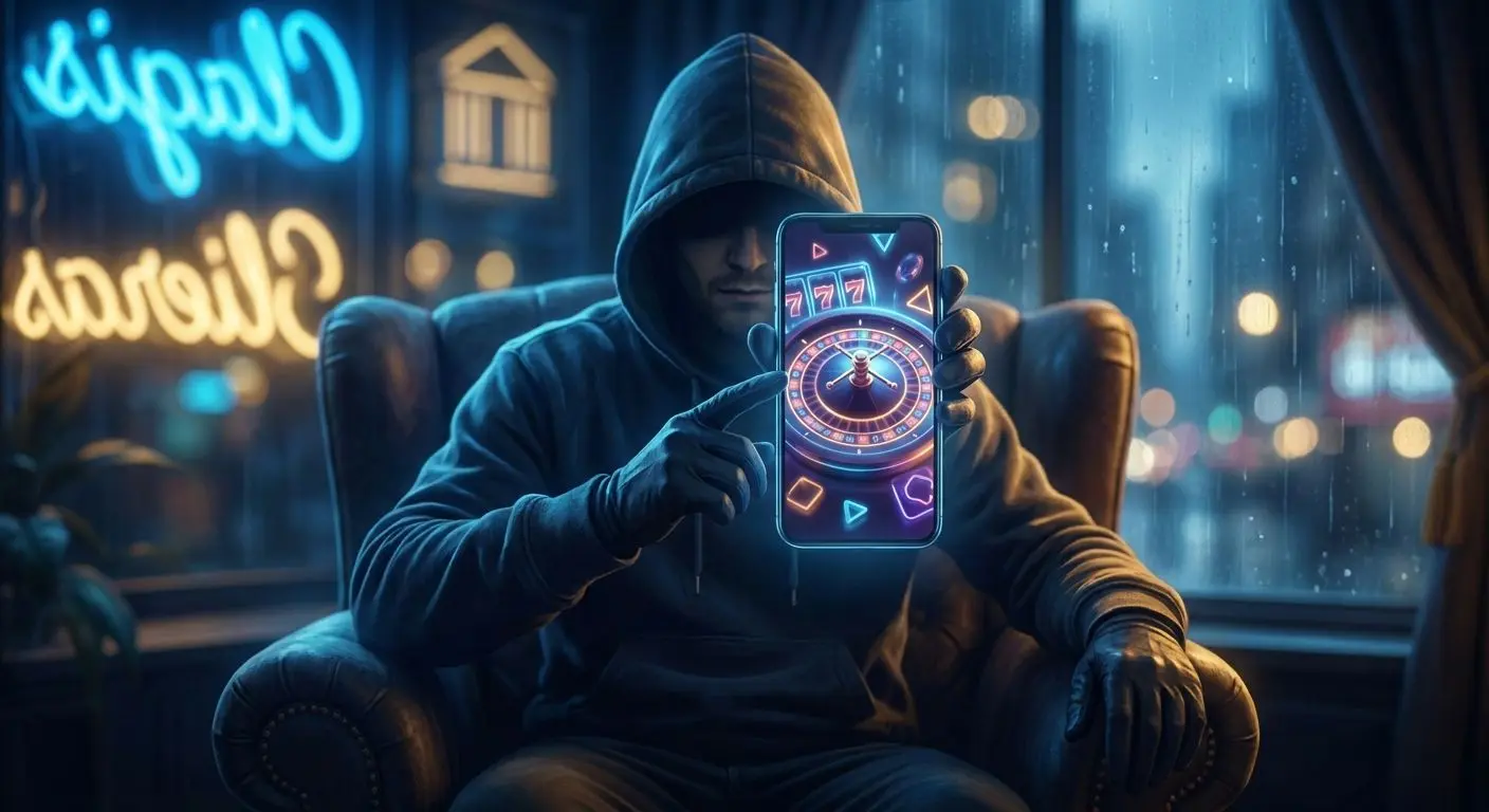Celular mostrando una interfaz de casino en vivo y tragamonedas