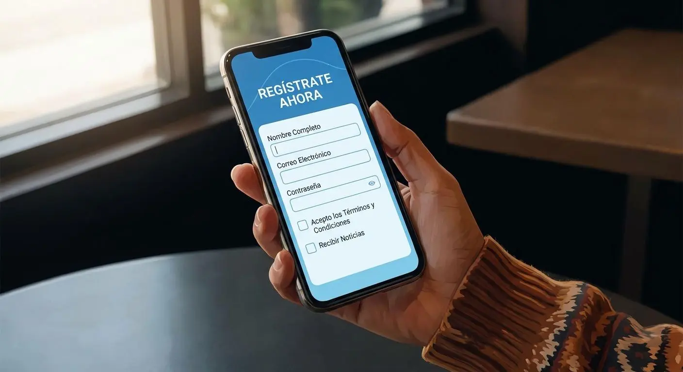 Formulario de registro Wplay con campos típicos en la pantalla del celular