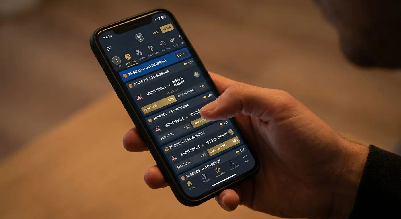 Pantalla móvil con mercados de apuestas de baloncesto